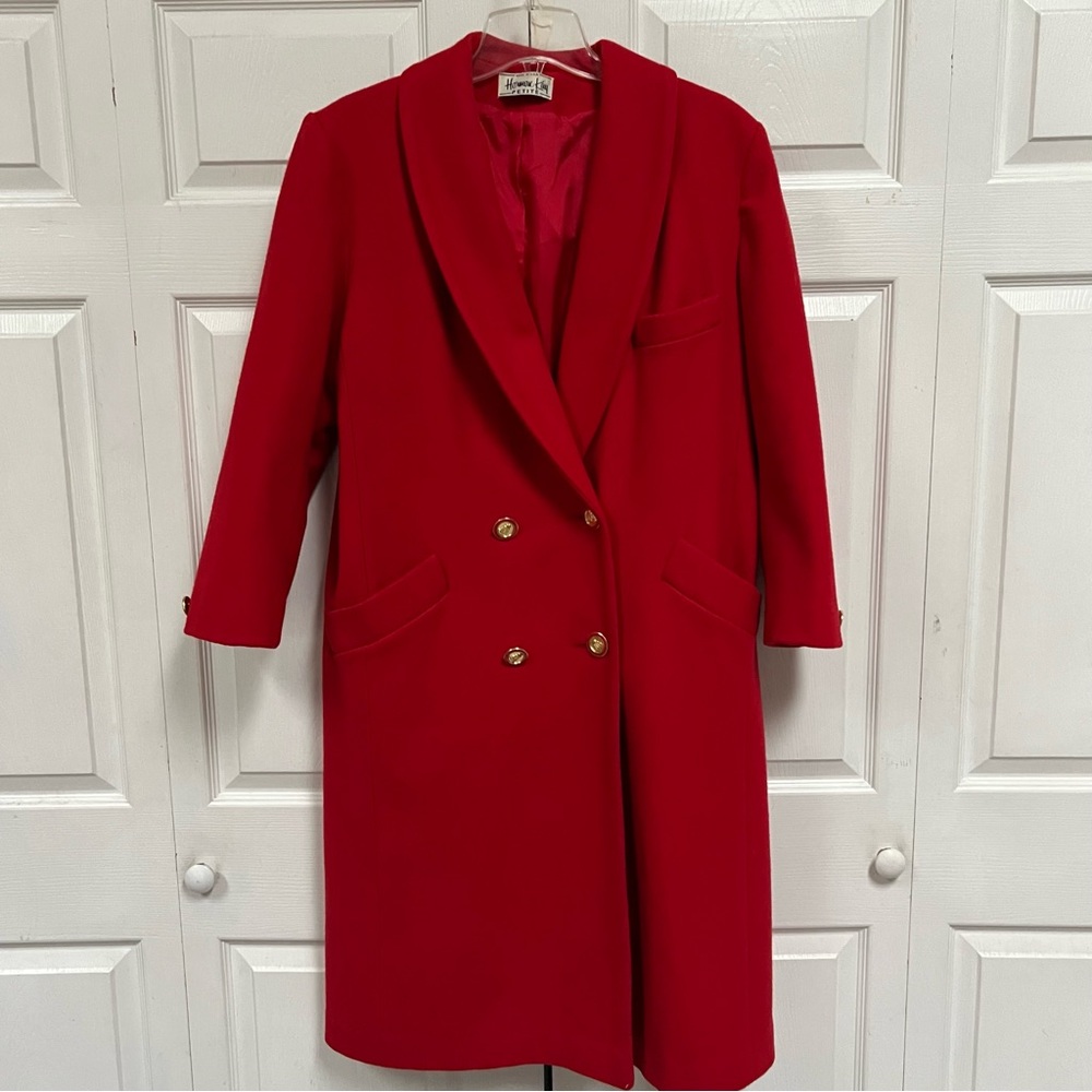 Wool Blend Red Double-Breasted Women’s Coat Size 12 P